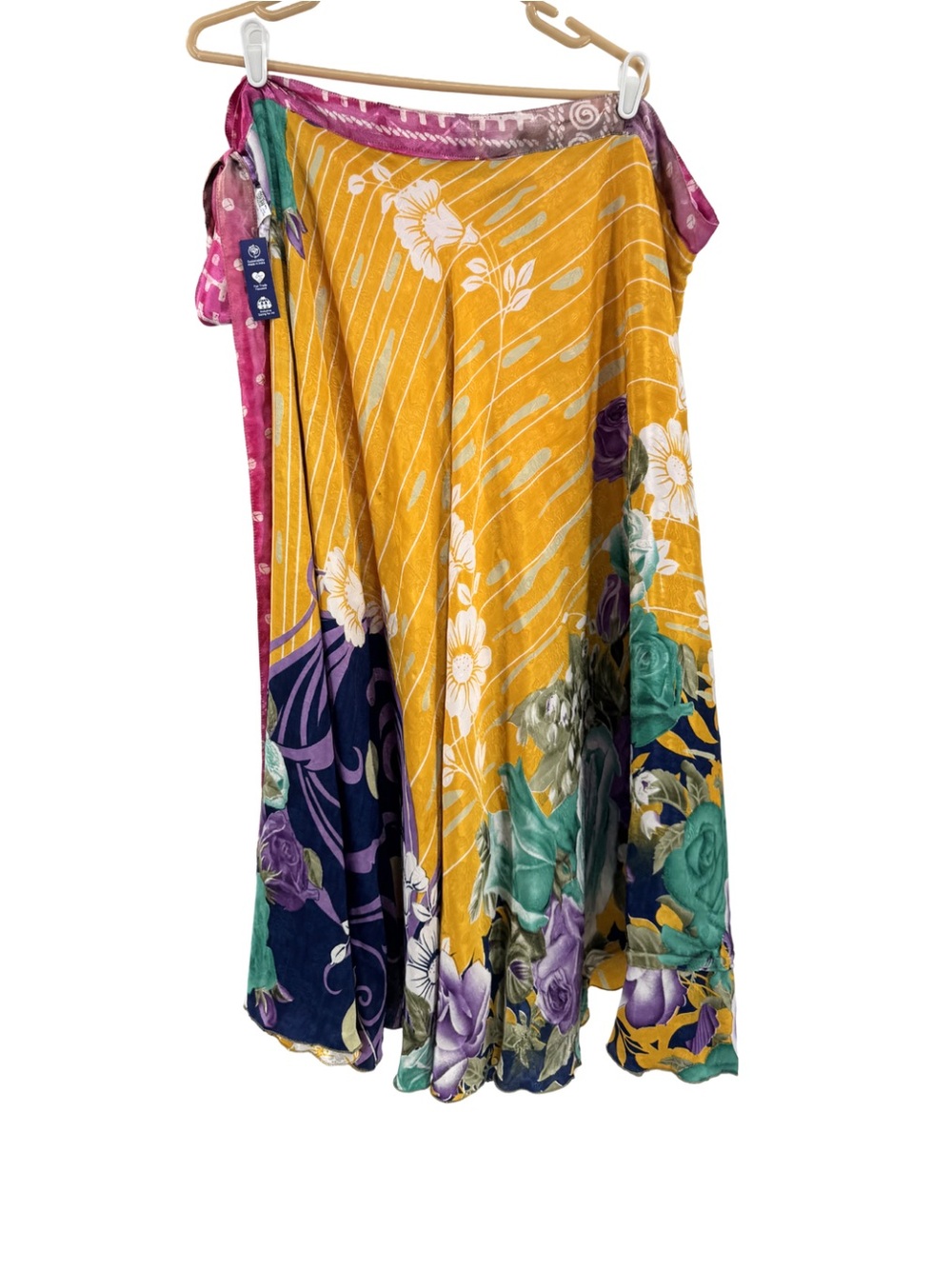 darngood Sari Wrap Maxi Skirt NWT colorful size 2-12 handmade one of a kind art